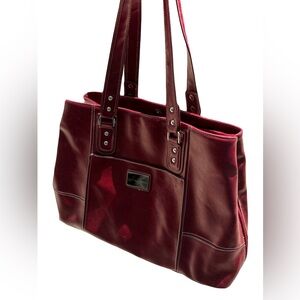 Franklin Covey large tote laptop satchel purse burgundy color